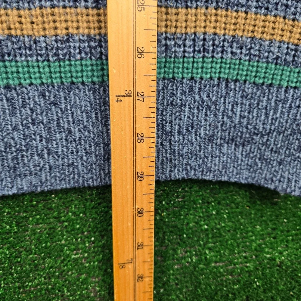 Vintage 90s Sweaters Sweater Mens XL/Large Blue Striped Acrylic‎ Knit Casual - Picture 4 of 6